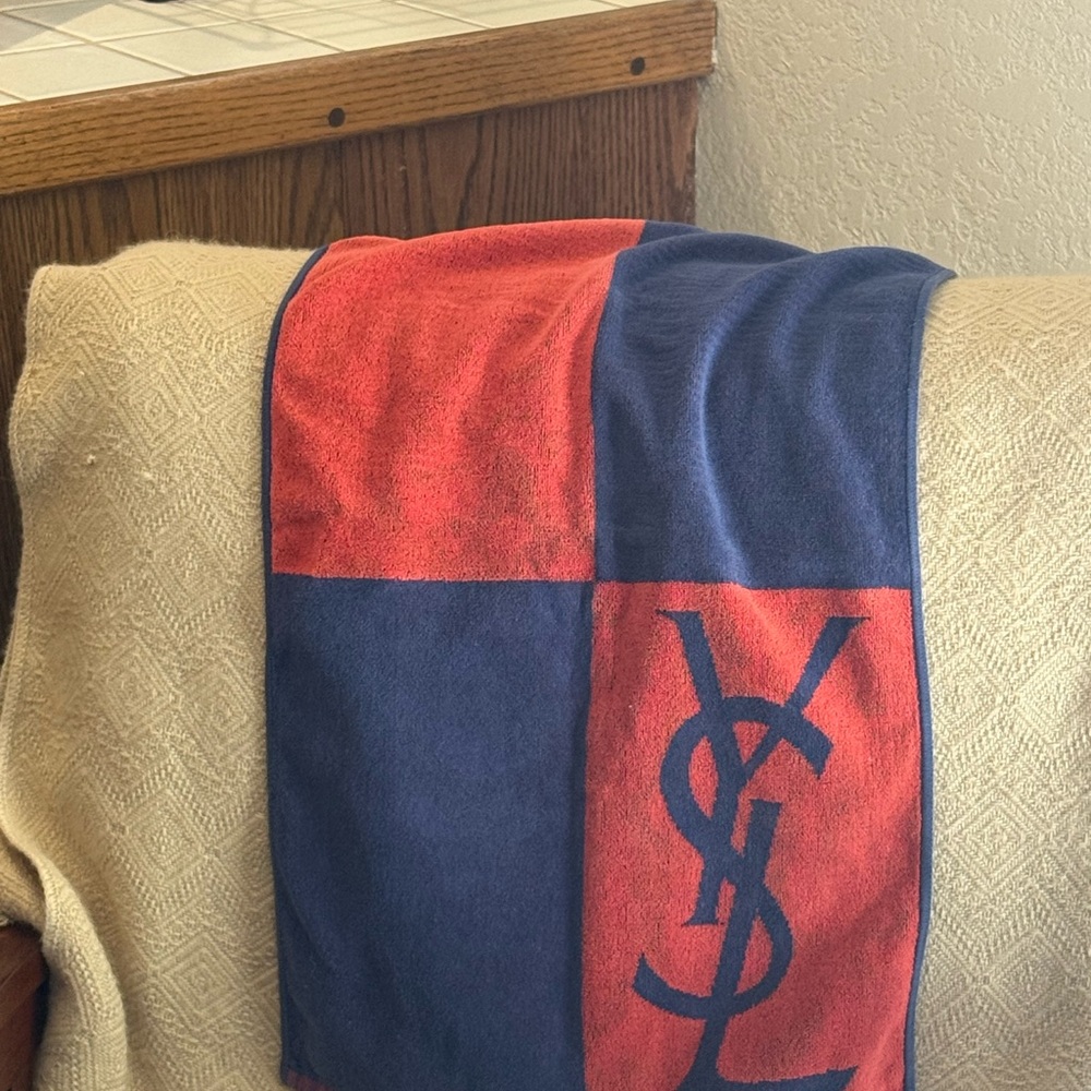 Yves Saint Laurent Red and Blue Hand Towel